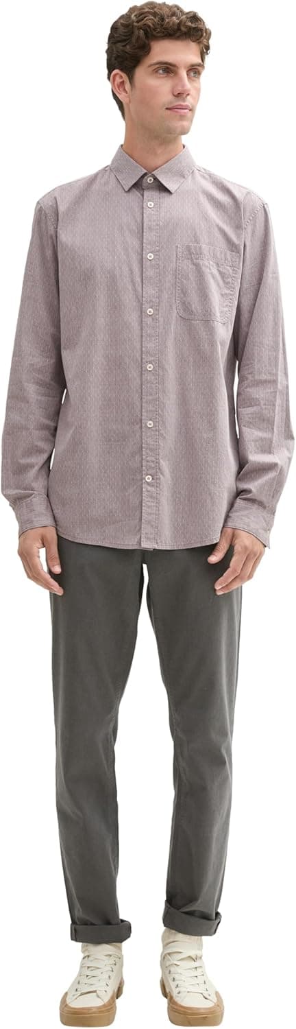 Detalle 2 de TOM TAILOR Camicia Uomo in chambray di cotone con taschino sul petto