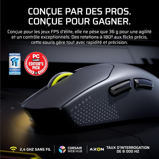 Detalle 2 de CORSAIR SABRE v2 PRO Souris ultralégère