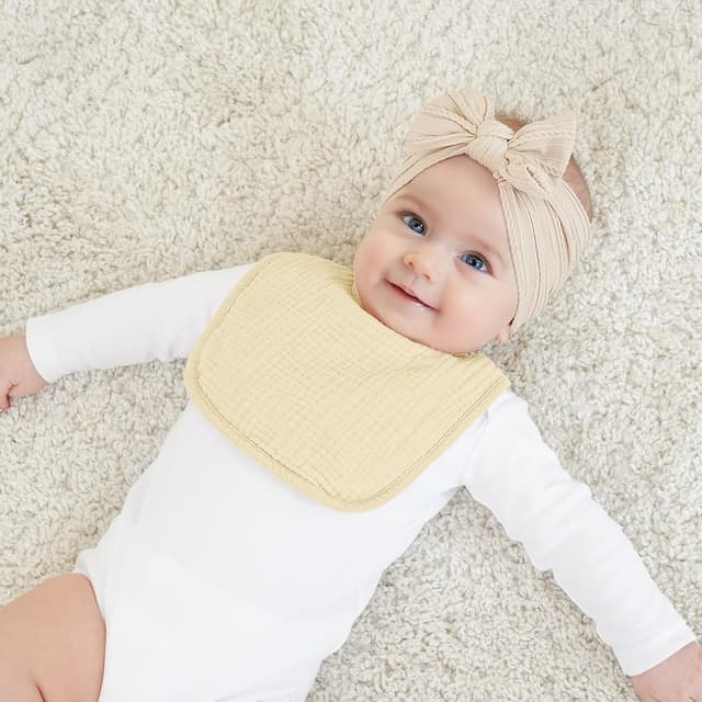 Detalle de bearmoss Muslin Baby Dribble Bibs (100% cotton) – 8-pack bandana-style bibs for drool & teething