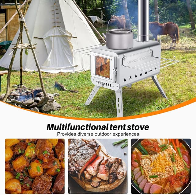 Detalle de Change Moore Medium Tent Stove 2.0 with Schott glass and secondary combustion
