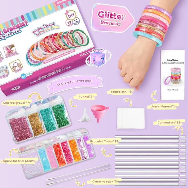 Detalle de Fairy Maker bracelet kit 12 tubes glitter