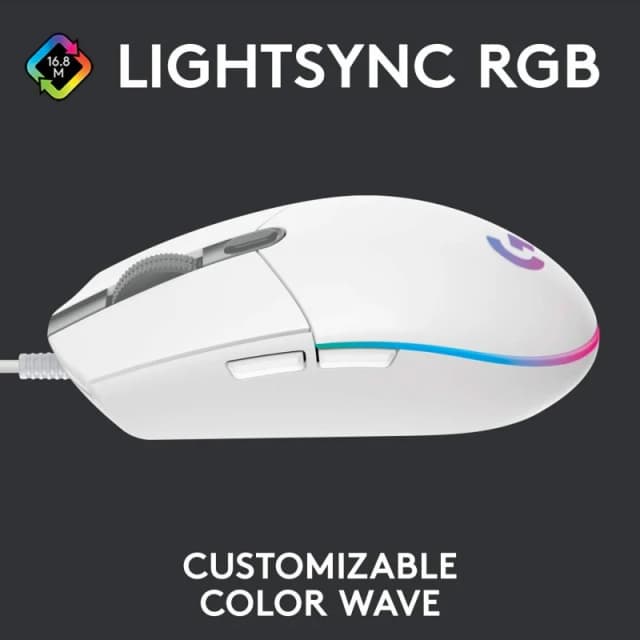 Detalle de Logitech G102 Lightsync Ratón gaming 8.000 DPI blanco