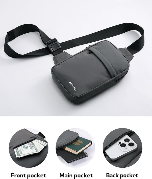 Detalle de Waterfly Crossbody Chest Sling Bag (Small) – Lightweight 25 x 15 x 5 cm shoulder bag for work, travel and everyday carry