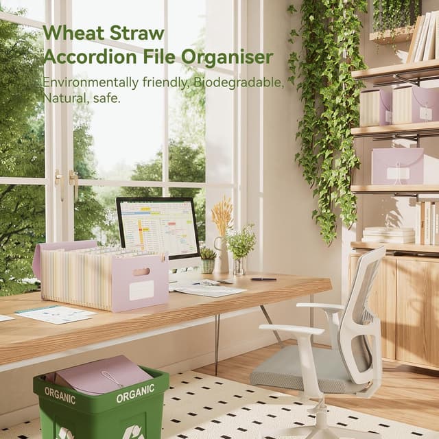 Detalle de EcoStash Accordion File Organiser (26 Pockets) in Lavender Purple – A4/Letter expanding document folder