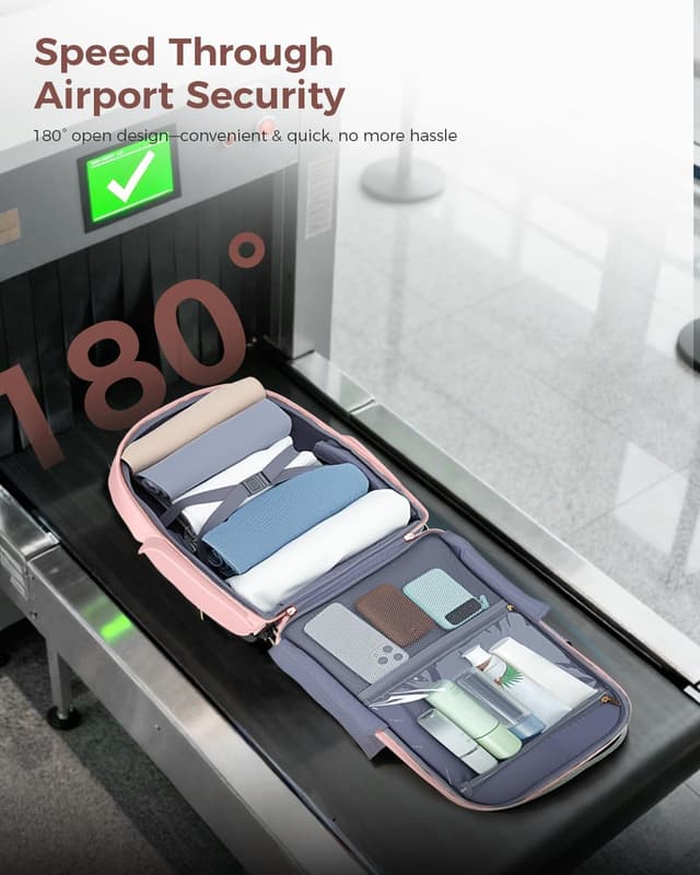 Detalle de Ponhog sac à dos à roulettes pour femme avec compartiment ordinateur 15,6" et 30 L (rose)