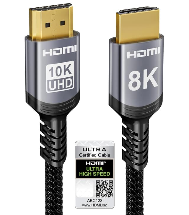 Detalle de Sniokco HDMI 2.1 Cable 1m (48Gbps) — 8K 60Hz, 4K 120Hz, eARC, Dynamic HDR (HDMI 2.1 Certified)