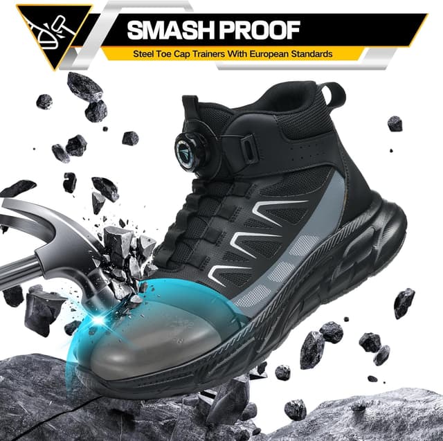 Detalle 2 de SROTER Safety Boots steel toe cap work trainers – lightweight, non-slip, breathable protection