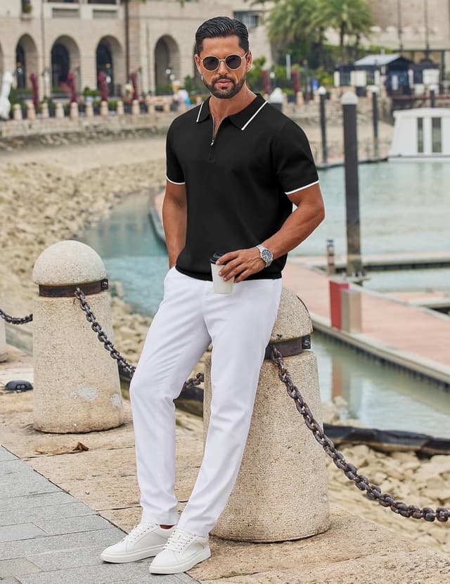 Detalle de Polo tricoté homme Coofandy Ztj008973 Classique, viscose respirante