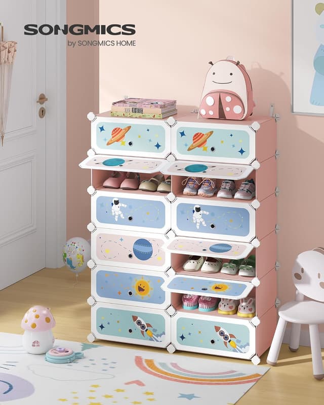 Detalle 2 de SONGMICS Estantería Infantil Modular 12 Cubos 🌸 Ropa y Juguetes