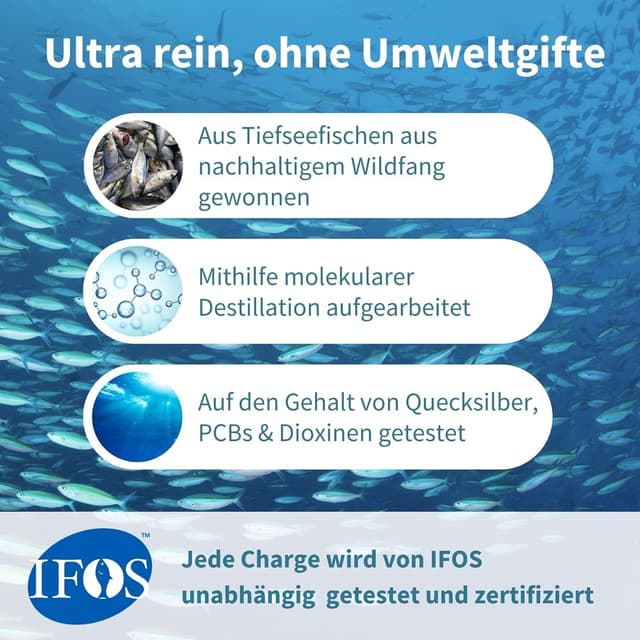 Detalle de Igennus Omega-3 Wildfischöl mit D3 1000 IE (rTG) – 60 Portionen, 1-mal täglich