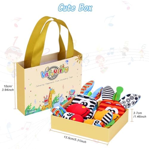 Thumbnail 3 de Sonajero Calcetines y Muñequeras para Bebé, Sonajero Toys con Buscador de Muñeca y Pie Juguetes de Animales Suaves y Bonitos para Recién Nacidos Niños Bebés (2 Pulseras y 2 Calcetines)