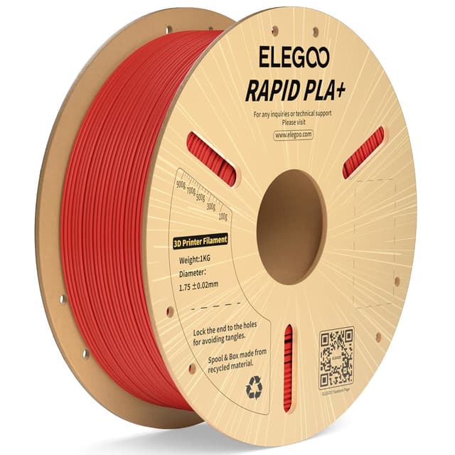 Detalle de ELEGOO Rapid PLA Plus Filament 1.75mm Red (1kg) for fast, accurate 3D printing