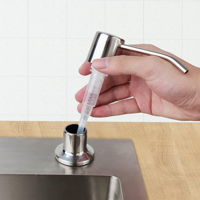 Detalle de AIKE distributeur de savon encastrable 500 ml en acier inox SUS304 pour évier