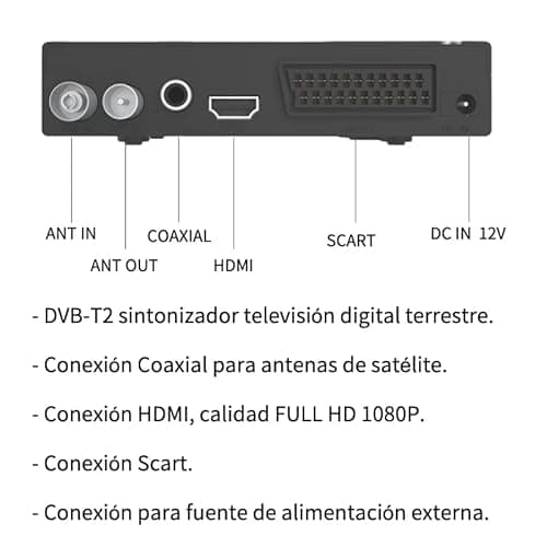 Thumbnail 3 de Ostark Euro T2 Receptor TDT Full HD 🎥 para Dos TV