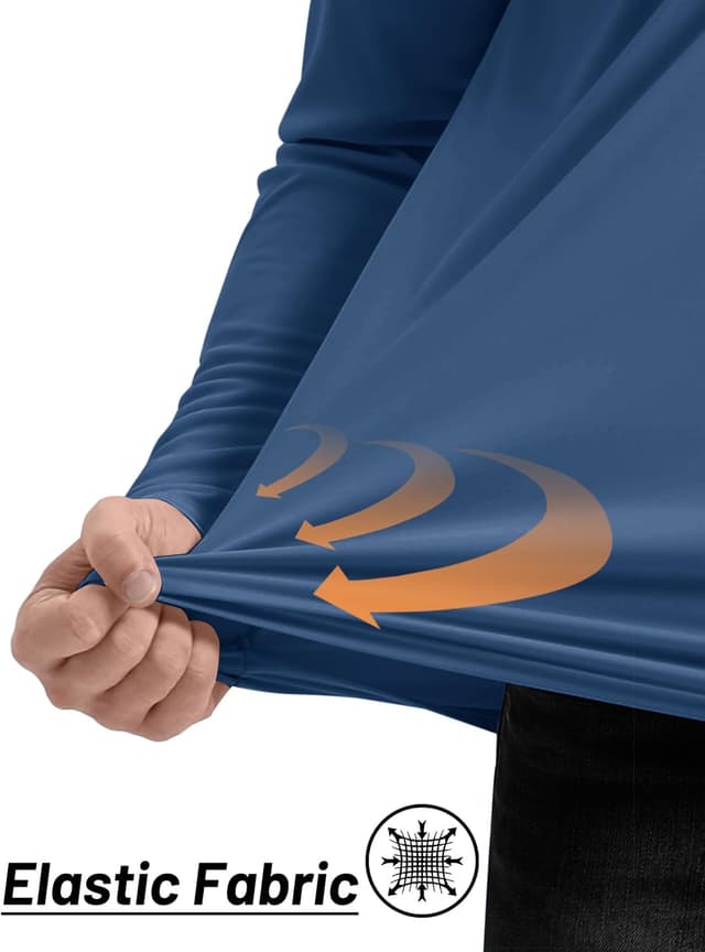 Detalle de TACVASEN Herren UV-Schutz 1/4-Reißverschluss Langarm-Rashguard (UPF 50+) – Sportshirt mit Stehkragen