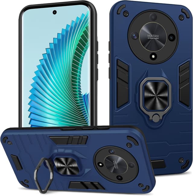 Detalle de Btstring Shockproof Tough Armour Case for Honor Magic 6 Lite / Honor X9b – Heavy Duty Phone Case with Stand, Blue