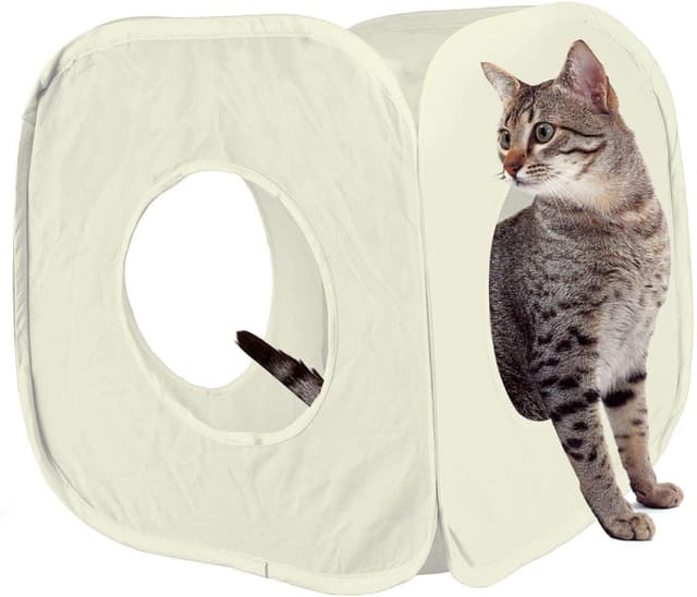 Detalle 1 de Pet Living Pop Up Cat & Kitten Play Cube Fun Strong Box (Orange)