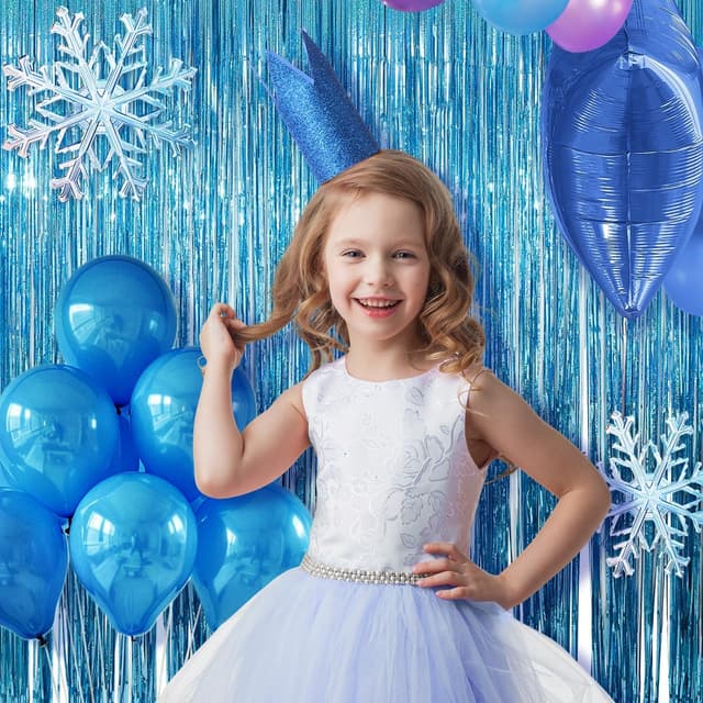 Thumbnail 5 de PVEGOS 3.3 x 8.3 ft Light Blue Tinsel Curtain 🎉