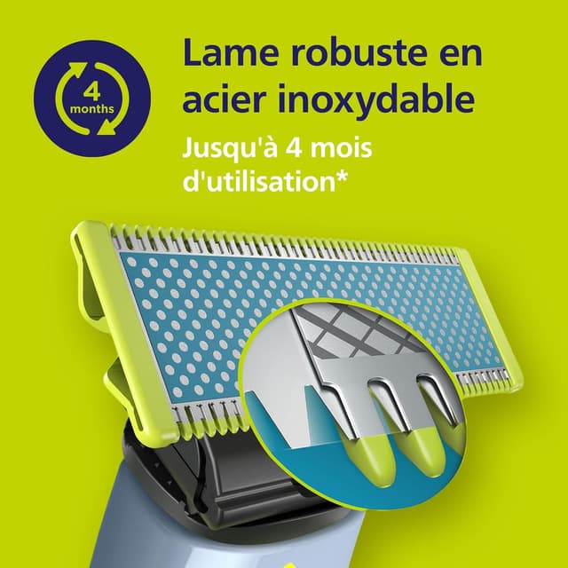 Detalle 2 de Philips OneBlade First Shave QP1324/30 : système hybride de rasage pour adolescents, étanche