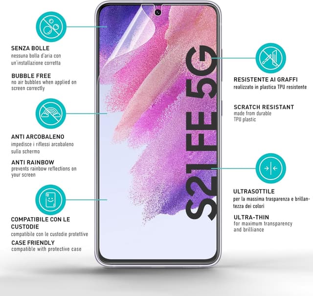 Detalle de smartect TPU Pellicola Protettiva opaca per Samsung Galaxy S21 FE (2 pezzi, antiriflesso e anti-impronte)