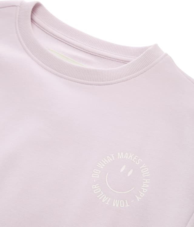 Detalle de TOM TAILOR 1046065 felpa basic cropped per bambine e ragazze con coulisse e stampa sul petto