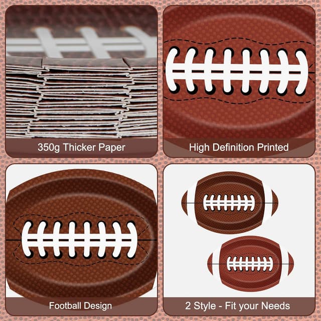 Thumbnail 3 de Football Plates 24-Pack 9.4x6.2 inch 🏈