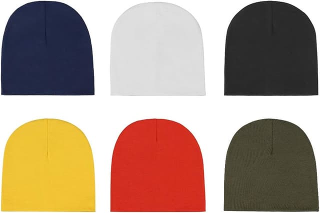 Detalle de DRESHOW 6-piece baby beanie set for newborns to toddlers (knitted cotton blend)