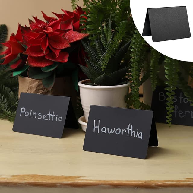 Detalle de LightBeacon Buffet Schilder-Set mit Kreidetafeln (12er Set, V-Form) inkl. 2 Stifte & 1 Putztuch