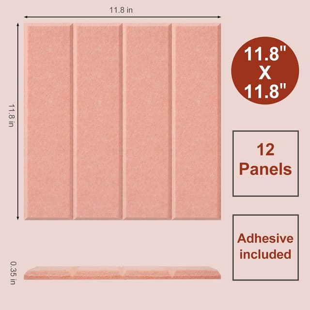 Detalle de 12 Pack Felt Cork Board Tiles (120x90cm) with Push Pins & Removable Adhesive Tabs – Pink
