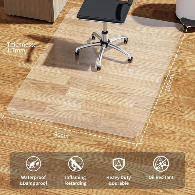 Detalle de WASJOYE Office Chair Mat 90x120cm PVC