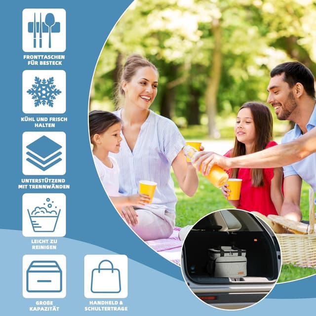 Thumbnail 6 de ALLCAMP OUTDOOR GEAR 30L faltbare Kühltasche (isoliert, auslaufsicher) mit 2 Kühlakkus, grau