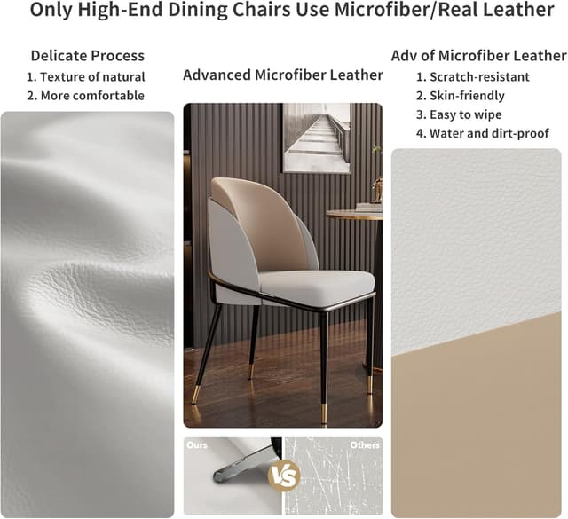 Thumbnail 6 de FATIVO Leather Dining Chair set of 2, Beige & Grey