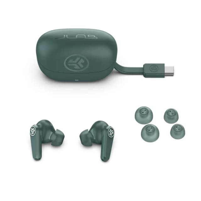 Detalle 2 de JLab Go Pods ANC inalámbricos Bluetooth con cancelación de ruido, micrófono e IP55 (verde sage)