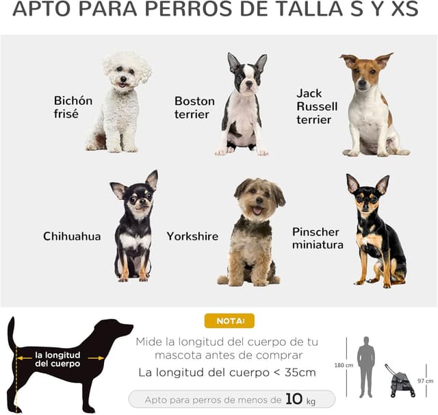 Detalle 2 de PawHut Carrito para Perros plegable 10 kg