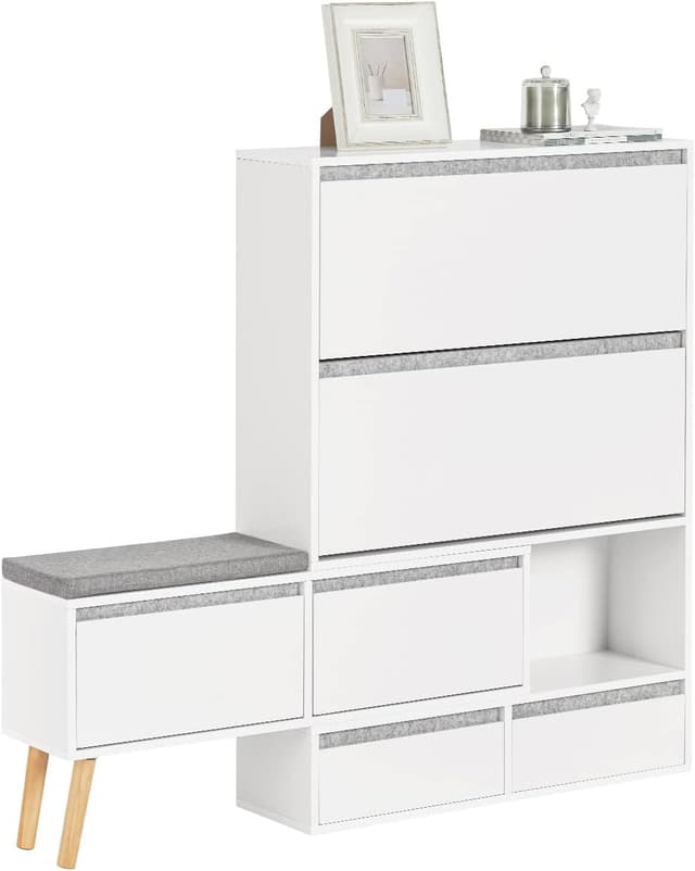 Detalle de SoBuy FSR134-W Banco zapatero 124-92 cm