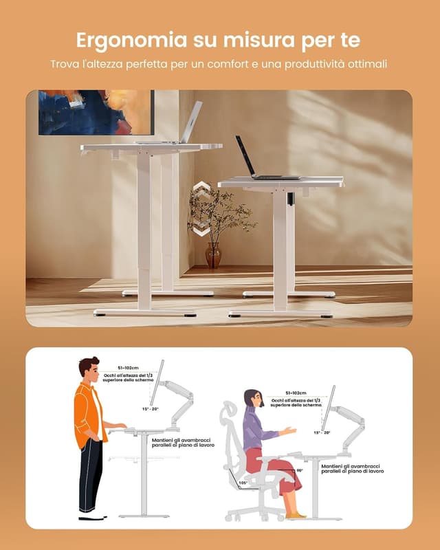 Detalle de ErGear Scrivania regolabile in altezza con pannello smart a 4 memorie e tavola 120 x 60 cm (bianca)