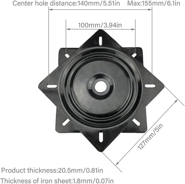 Detalle de LZYKJGS plateau tournant à roulement à billes 360° pour tabourets, meubles TV et présentoirs