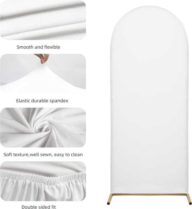 Detalle de DREAHOTEXTIL 7.2FT Arch Cover Fitted Cover for Wedding & Event Backdrop (White, Cover Only)