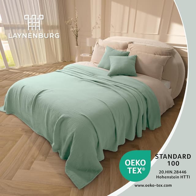 Detalle 2 de LAYNENBURG Musselin Tagesdecke 150x200