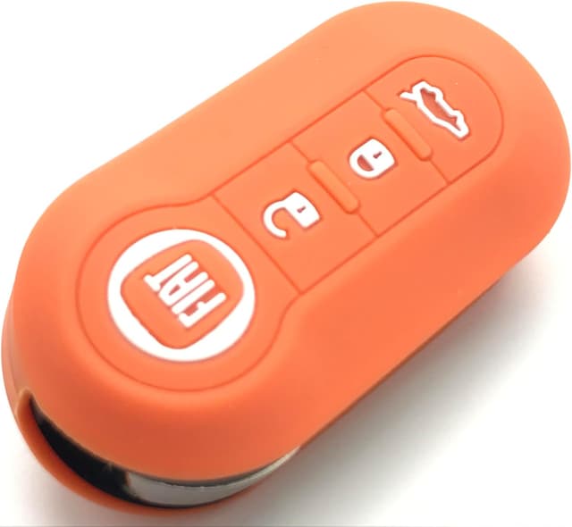 Detalle de Silicone Key Fob Protective Case Cover for Fiat keys (Orange) – scratch and impact protection