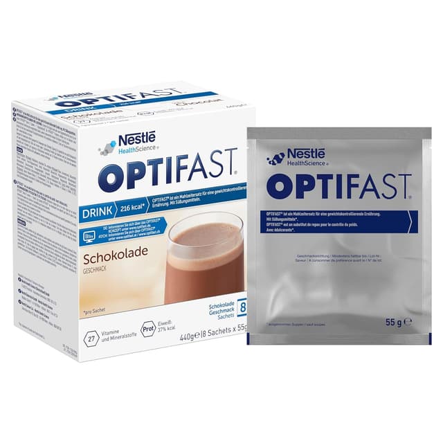 Detalle de OPTIFAST Diät Shake Schokolade als eiweißreicher Mahlzeitersatz (8 x 55 g)