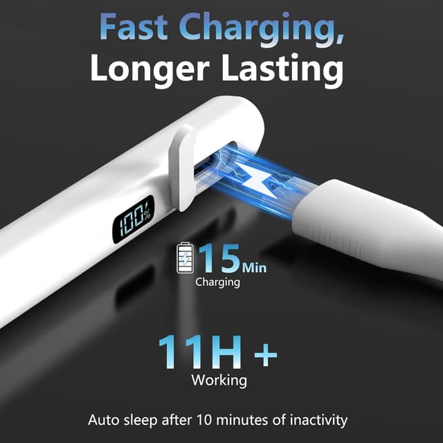 Detalle de MEKO Pencil for iPad (2018-2025) with Digital Power Display and USB‑C fast charging