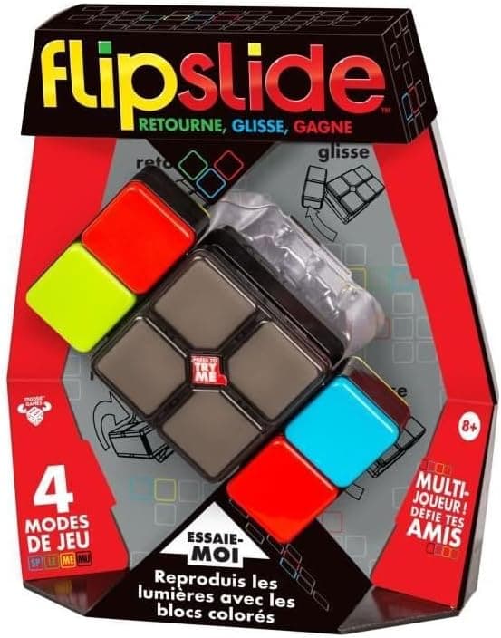 Detalle 1 de Moose Games Flipslide (Rück-, Schiebe- & Lichtspiel) – portables Elektronikspiel mit 4 Modi, Multiplayer