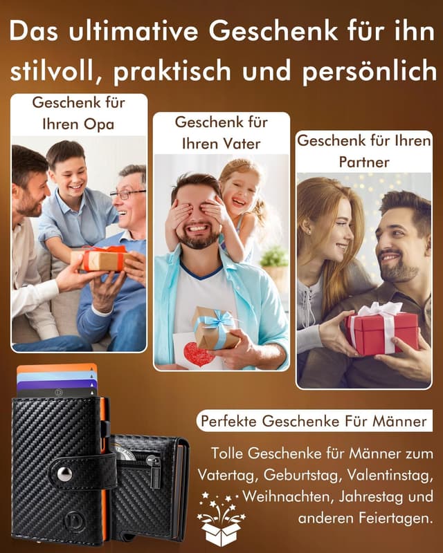 Thumbnail 6 de Dinghao Herren-Geldbörse mit Münzfach & RFID-Schutz – Slim Wallet fürs Kartenetui