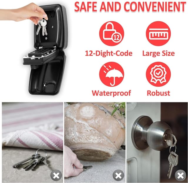 Thumbnail 2 de Gekufa Key Safe Outdoor 12-Digit Lockbox