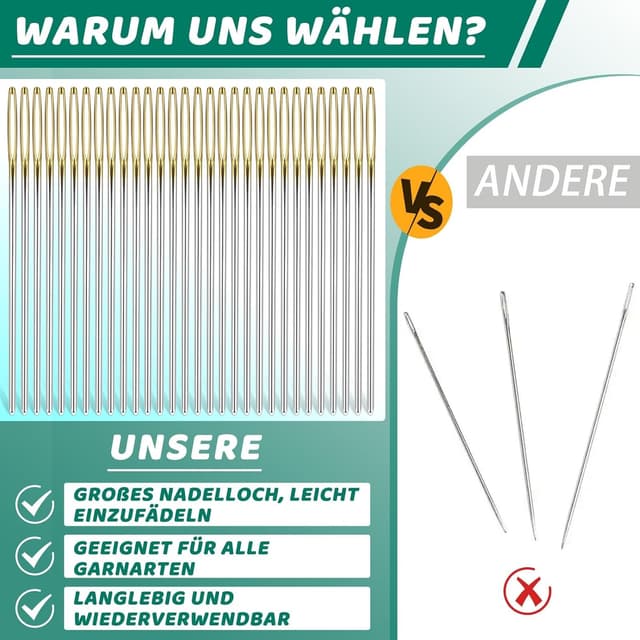 Detalle 2 de MASPHY Nähnadeln 30 Stücke