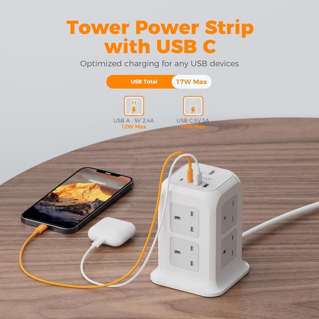 Detalle de TESSAN Tower Extension Lead 10M