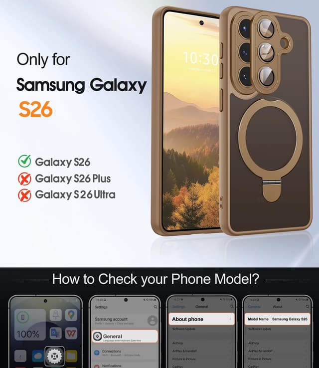 Detalle 2 de JAME for Samsung Galaxy S26 Ultra Case (Brown) with 2 Screen Protectors, Camera Protection, Magnetic Stand & MagSafe