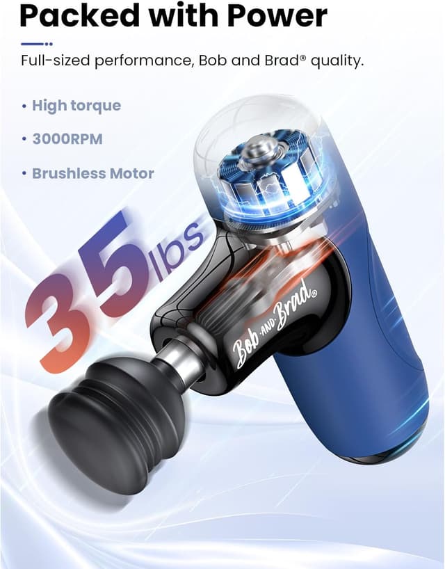 Detalle de BOB AND BRAD Q2 Mini Massage Gun (Deep Tissue Percussion Massager) – 5 Speeds, 40 dB Quiet, USB-C Charging