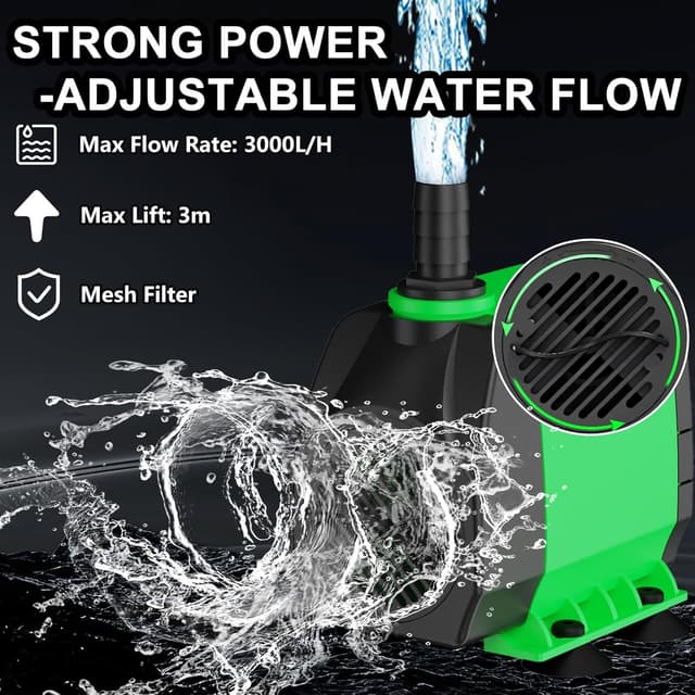 Thumbnail 2 de Bomba de Agua Sumergible 60W 3000L/H Verde